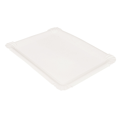PLATEAUX PÂTISSERIE - MOYENS  340 G/M2 25x17,5 CM BLANC CARTON (250 UNITÉ)