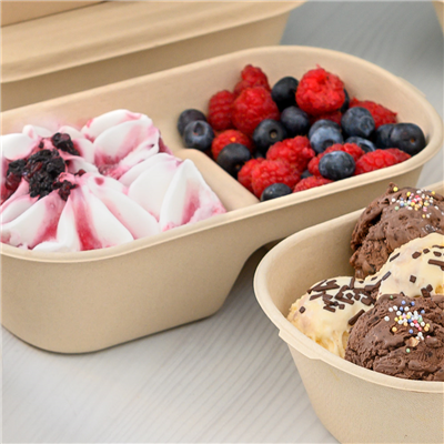 LUNCH BOXES 2 COMPART. 'BIONIC' 850 ML 23,5x13,1x4,6 CM NATUREL BAGASSE (500 UNITÉ) – Image 4