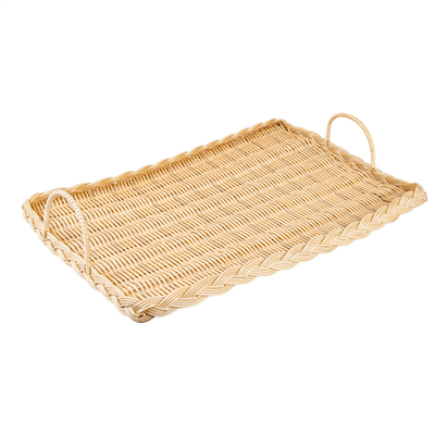 PLATEAU SIMILI OSIER RECTANGUL. FROMAGE   52,5x30x3 CM NATUREL PP (1 UNITÉ)