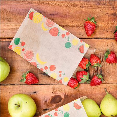 SACHETS PLATS POUR FRUITS 1/2 KG 32 G/M2 14+9x22 CM NATUREL KRAFT (500 UNITÉ) – Image 3