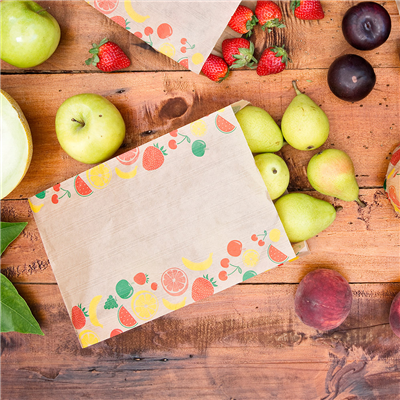 SACHETS PLATS POUR FRUITS 1,5 KG 32 G/M2 19+8x30 CM NATUREL KRAFT (250 UNITÉ) – Image 3