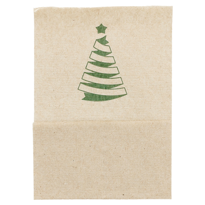 SERVIETTES MINI "CHRISTMAS" 1 PLI  23 G/M2 17x17 CM NATUREL OUATE RECYCLÉE (9600 UNITÉ)