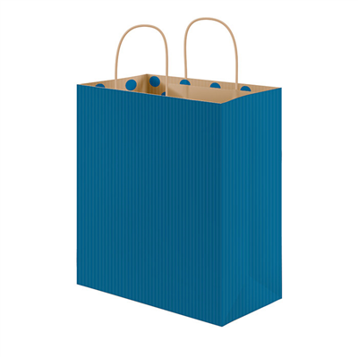 SACS SOS AVEC ANSES - INT. "À POIS"  80 G/M2 26+14x32 CM BLEU KRAFT (250 UNITÉ)