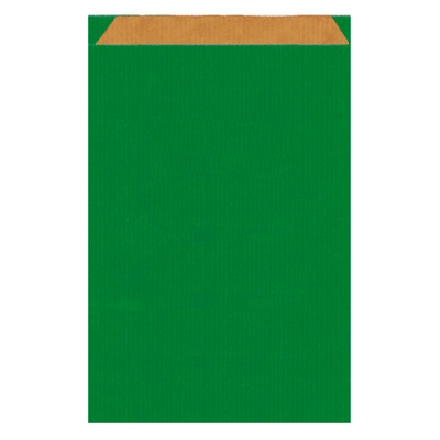 SACHETS PLATS  60 G/M2 26+9x38 CM VERT KRAFT VERGÉ (250 UNITÉ)