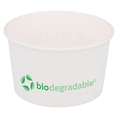 POTS À GLACES 'BIODEGRADABLE' 180 ML 210 + 30 PLA G/M2 Ø8,7x5,2 CM BLANC CELLULOSE + PLA (2000 UNITÉ)