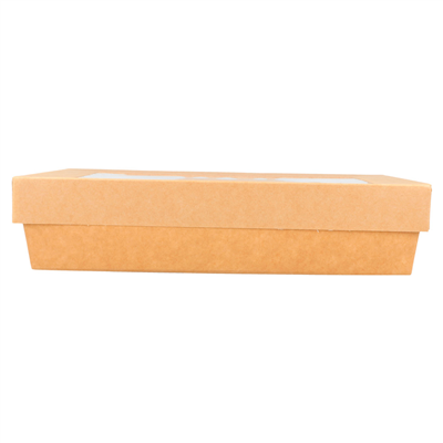 PETITES BOÎTES+COUVERCLES AVEC FÊNETRE 1300 ML 290 + 18 PE G/M2 21x14x5 CM MARRON CARTON (200 UNITÉ) – Image 2