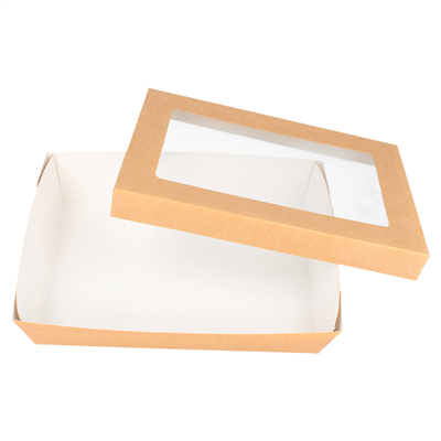 PETITES BOÎTES+COUVERCLES AVEC FÊNETRE 1300 ML 290 + 18 PE G/M2 21x14x5 CM MARRON CARTON (200 UNITÉ) – Image 3