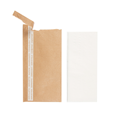 SERVIETTES BLANCHES EMB. 33x40 CM '2 PLIES - NAPOLI' 80 + 10PE G/M2 11,2x22,5 CM NATUREL KRAFT VERGÉ (400 UNITÉ) – Image 3