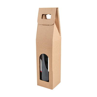 BOÎTES AVEC FENÊTRE 1 BOUTEILLE 'THEPACK' 565 G/M2 9x9x38,5 CM NATUREL CARTON ONDULÉ MICROCANAL (100 UNITÉ) – Image 5