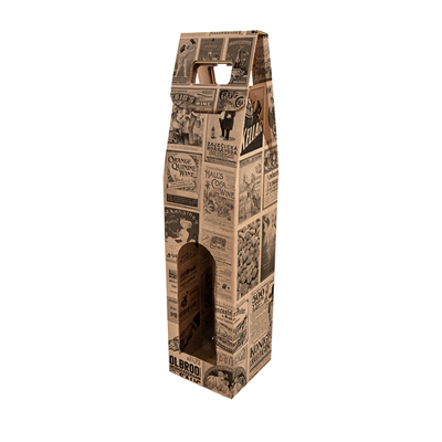 BOÎTES AVEC FENÊTRE 1 BOUTEILLE 'THEPACK BACCHUS' 565 G/M2 9x9x38,5 CM NATUREL CARTON ONDULÉ MICROCANAL (100 UNITÉ)