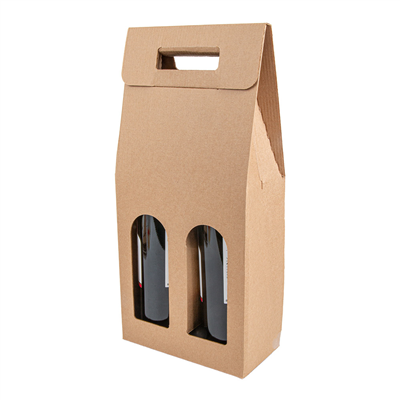 BOÎTES AVEC FENÊTRE 2 BOUTEILLES 'THEPACK' 565 G/M2 18x9x38,5 CM NATUREL CARTON ONDULÉ MICROCANAL (30 UNITÉ) – Image 5