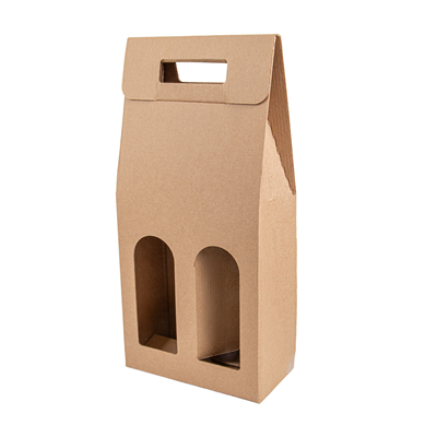BOÎTES AVEC FENÊTRE 2 BOUTEILLES 'THEPACK' 565 G/M2 18x9x38,5 CM NATUREL CARTON ONDULÉ MICROCANAL (30 UNITÉ)