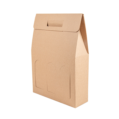 BOÎTES AVEC FENÊTRE 3 BOUTEILLES 'THEPACK' 565 G/M2 27x9x38,5 CM NATUREL CARTON ONDULÉ MICROCANAL (30 UNITÉ) – Image 2