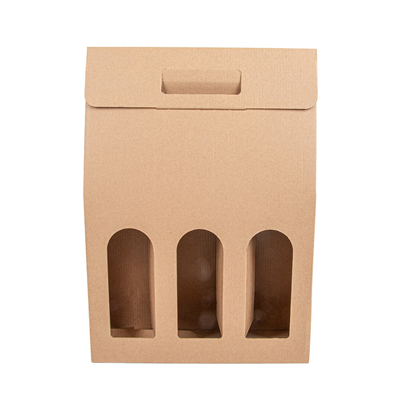 BOÎTES AVEC FENÊTRE 3 BOUTEILLES 'THEPACK' 565 G/M2 27x9x38,5 CM NATUREL CARTON ONDULÉ MICROCANAL (30 UNITÉ) – Image 4