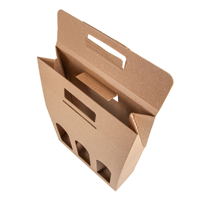 BOÎTES AVEC FENÊTRE 3 BOUTEILLES 'THEPACK' 565 G/M2 27x9x38,5 CM NATUREL CARTON ONDULÉ MICROCANAL (30 UNITÉ) – Image 5