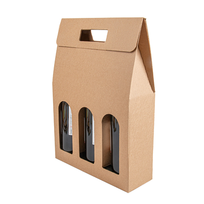 BOÎTES AVEC FENÊTRE 3 BOUTEILLES 'THEPACK' 565 G/M2 27x9x38,5 CM NATUREL CARTON ONDULÉ MICROCANAL (30 UNITÉ) – Image 6