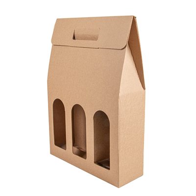 BOÎTES AVEC FENÊTRE 3 BOUTEILLES 'THEPACK' 565 G/M2 27x9x38,5 CM NATUREL CARTON ONDULÉ MICROCANAL (30 UNITÉ)