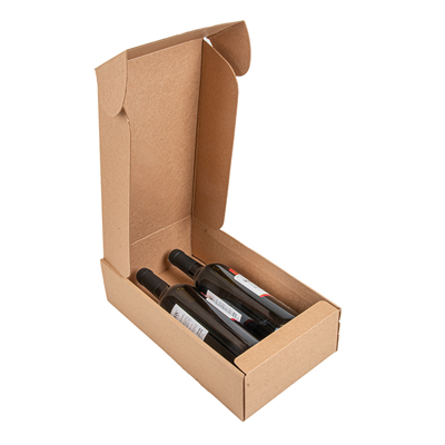 COFFRETS 2 BOUTEILLES 'THEPACK' 565 G/M2 34x18,5x9 CM NATUREL CARTON ONDULÉ MICROCANAL (50 UNITÉ) – Image 4