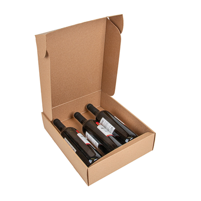 COFFRETS 3 BOUTEILLES 'THEPACK' 565 G/M2 34x28x9 CM NATUREL CARTON ONDULÉ MICROCANAL (30 UNITÉ) – Image 5