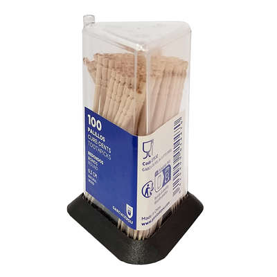 BOÎTES DE 100 CURE-DENTS RONDS  6,5 CM NATUREL BOIS (240 UNITÉ)