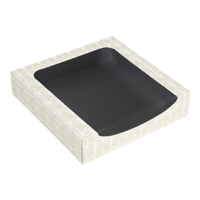 RÉCIPIENTS SUSHI+FÊNETRE 'THEPACK KINTSU' 230 + 15 PE G/M2 + OPP 23x23x5 CM BLANC/NOIRE CARTON ONDULÉ NANO-MICRO (300 UNITÉ)