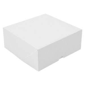 BOÎTES PATISSERIES SANS FENÊTRE 'THEPACK' 250 G/M2 21x21x7,5 CM BLANC CARTON ONDULÉ NANO-MICRO (200 UNITÉ)