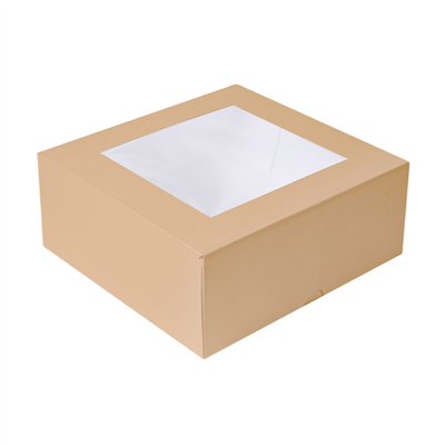 BOÎTES PATISSERIES AVEC FENÊTRE 'THEPACK' 240 G/M2 + OPP 21x21x7,5 CM NATUREL CARTON ONDULÉ NANO-MICRO (200 UNITÉ)