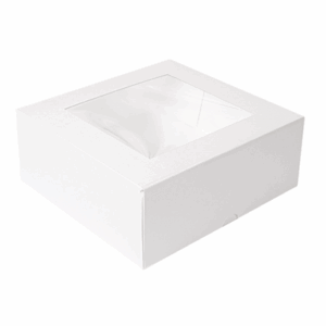 BOÎTES PATISSERIES AVEC FENÊTRE 'THEPACK' 250 G/M2 + OPP 21x21x7,5 CM BLANC CARTON ONDULÉ NANO-MICRO (200 UNITÉ)