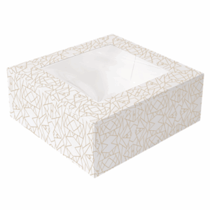 BOÎTES PATISSERIES AVEC FENÊTRE 'THEPACK DECO' 250 G/M2 + OPP 21x21x7,5 CM BLANC CARTON ONDULÉ NANO-MICRO (200 UNITÉ)
