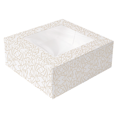 BOÎTES PATISSERIES AVEC FENÊTRE 'THEPACK DECO' 250 G/M2 + OPP 21x21x7,5 CM BLANC CARTON ONDULÉ NANO-MICRO (200 UNITÉ)