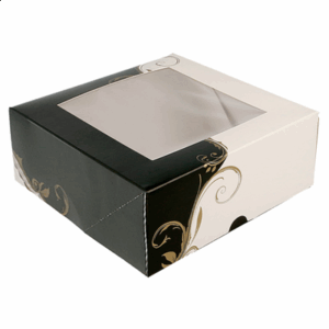 BOÎTES PATISSERIES AVEC FENÊTRE 'THEPACK CLASSIC' 250 G/M2 + OPP 21x21x7,5 CM BLANC CARTON ONDULÉ NANO-MICRO (200 UNITÉ)