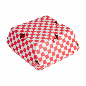 BOÎTES HAMBURGER 'THEPACK FITIPALDI' 190 G/M2 14,7x14x7 CM ROUGE/NATUREL CARTON NANO-MICRO (500 UNITÉ)