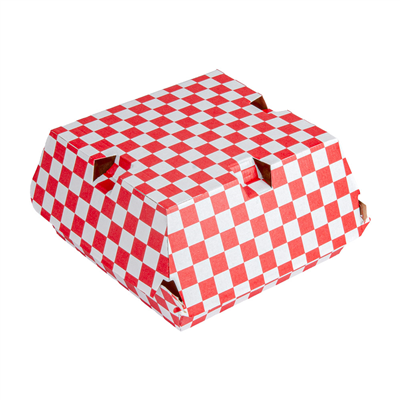 BOÎTES HAMBURGER 'THEPACK FITIPALDI' 190 G/M2 14,7x14x7 CM ROUGE/NATUREL CARTON NANO-MICRO (500 UNITÉ)