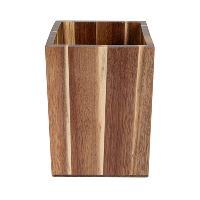 RÉCIPIENT CARRÉ POUR COUVERTS  11,5x11,5x16 CM NATUREL BOIS (1 UNITÉ) – Image 2