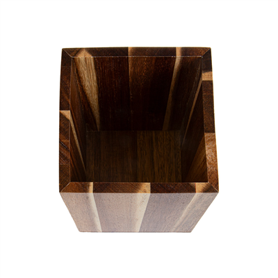 RÉCIPIENT CARRÉ POUR COUVERTS  11,5x11,5x16 CM NATUREL BOIS (1 UNITÉ) – Image 4