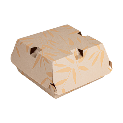 BOÎTES HAMBURGER 'THEPACK FEEL GREEN' 220 G/M2 14,7x14x7 CM NATUREL CARTON NANO-MICRO (500 UNITÉ)