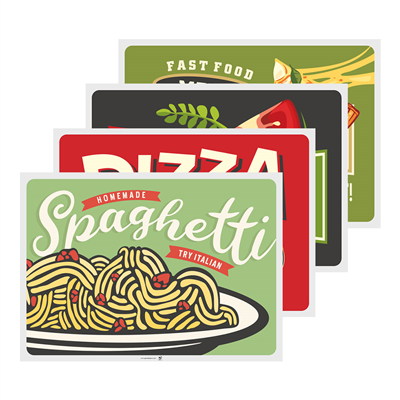 SETS DE TABLE 'VINTAGE - PIZZA'  70 G/M2 31x43 CM QUADRICHROMIE CELLULOSE (2000 UNITÉ)