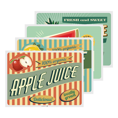 SETS DE TABLE 'VINTAGE - JUICES'  70 G/M2 31x43 CM QUADRICHROMIE CELLULOSE (2000 UNITÉ)