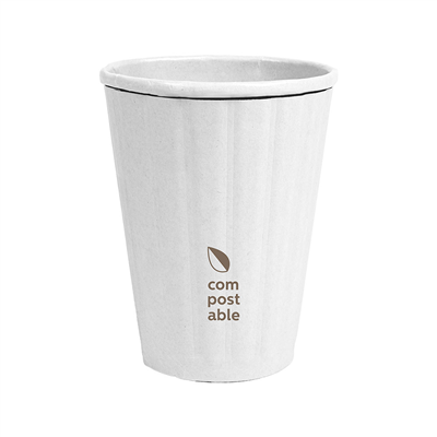 GOBELETS BOISSONS CHAUDES DOUBLE PAROI, AVEC RELIEF 360 ML 328 + 210 G/M2 Ø9/6x11 CM BLANC CARTON (1000 UNITÉ)