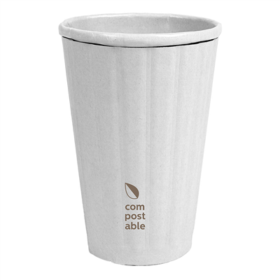 GOBELETS BOISSONS CHAUDES DOUBLE PAROI  480 ML 328 + 210 G/M2 Ø9/6x13,5 CM BLANC CARTON (500 UNITÉ)
