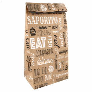 SACS SOS SANS ANSES 'PAROLE' 40+20 G/M2 18+12x28 CM NATUREL KRAFT + ALUMINIUM (250 UNITÉ)