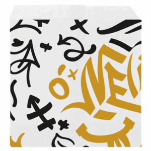 SACHET POUR FRITURES PFAS FREE 'GRAFFITI' 35 G/M2 12x12 CM BLANC PARCH.INGRAISSABLE (1000 UNITÉ)