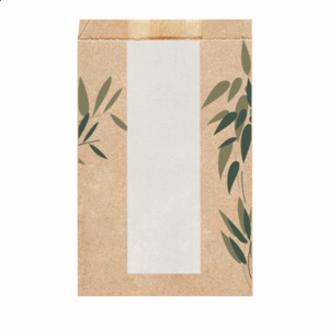 SACHETS PAIN ROND AVEC FENÊTRE ECO 'FEEL GREEN' 32 G/M2 14+10x22 CM NATUREL KRAFT (250 UNITÉ)