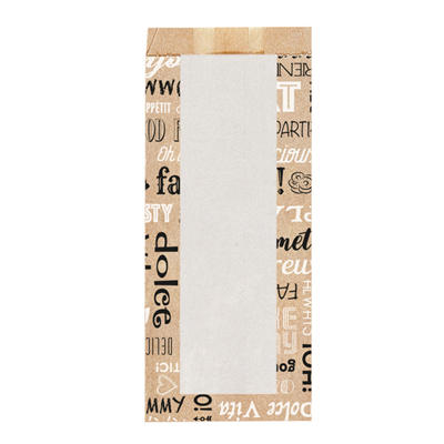 SACHETS AVEC FENÊTRE 'PAROLE'  38 G/M2 9+5x23 CM NATUREL PARCH.INGRAISSABLE+PAPIER CRISTAL (250 UNITÉ)