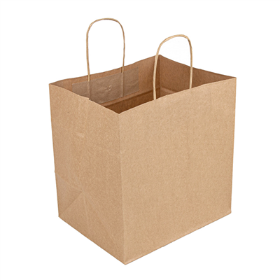 SACS SOS LIVRAISON AVEC POIGNÉES  90 G/M2 28+18x25 CM NATUREL KRAFT (250 UNITÉ)