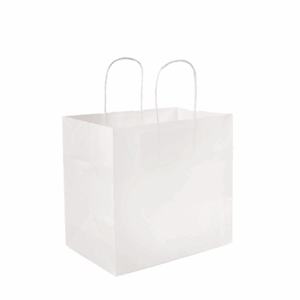 SACS SOS LIVRAISON AVEC POIGNÉES  90 G/M2 28+18x25 CM BLANC CELLULOSE (250 UNITÉ)