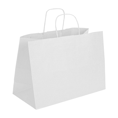 SAC BOUTIQUE ANSES CORDON  100 G/M2 40+15x32 CM BLANC CELLULOSE (150 UNITÉ)