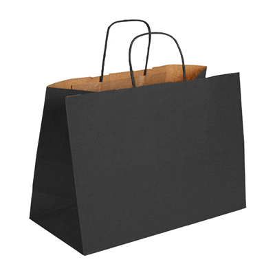 SAC BOUTIQUE ANSES CORDON  100 G/M2 40+15x32 CM NOIR KRAFT (150 UNITÉ)