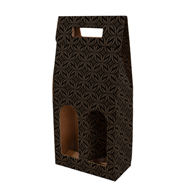 BOÎTES AVEC FENÊTRE 2 BOUTEILLES 'THEPACK BLOOM' 565 G/M2 18x9x38,5 CM NATUREL CARTON ONDULÉ MICROCANAL (30 UNITÉ)