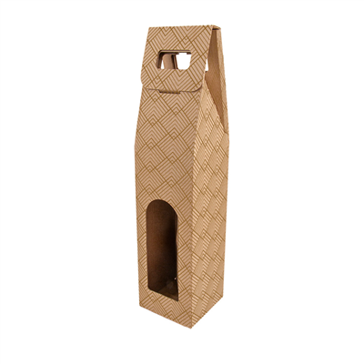 BOÎTES AVEC FENÊTRE 1 BOUTEILLE 'THEPACK ÉCLAT' 565 G/M2 9x9x38,5 CM NATUREL CARTON ONDULÉ MICROCANAL (100 UNITÉ)